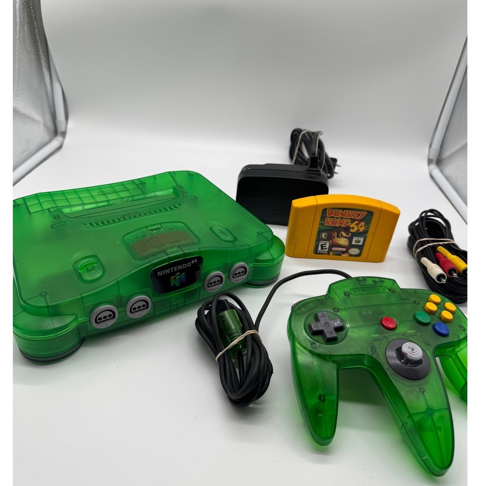 Nintendo 64 Jungle Green Funtastic Console Bundle Donkey Kong 64 NUS-001 N64